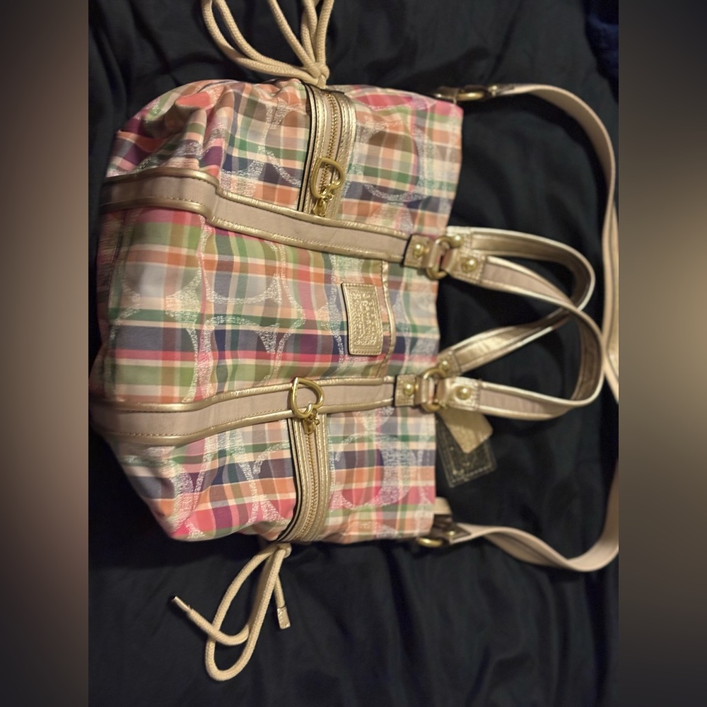 Coach Multicolor Plaid Tote Bag